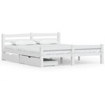 vidaXL Cadre de lit avec 2 tiroirs Blanc Bois de pin massif 160x200 cm