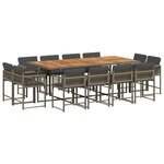 vidaXL Ensemble à manger de jardin coussins 13 Pièces gris résine tressée