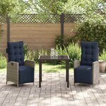 vidaXL Ensemble de salle à manger pour jardin 3 Pièces Gris et Noir Rotin