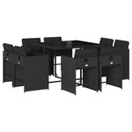 vidaXL Ensemble à manger de jardin 9Pièces coussins noir résine tressée