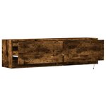 vidaXL Meuble TV mural avec lumières LED chêne fumé 140x31x38 cm
