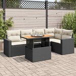 vidaXL Salon de jardin 6 Pièces avec coussins noir résine tressée