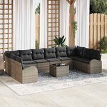 vidaXL Ensemble de canapé de jardin 11 Pièces Gris Poly rotin