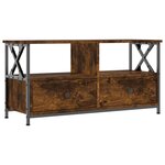 vidaXL Meuble TV chêne fumé 90x33x45 cm bois d'ingénierie et fer