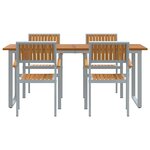 vidaXL Ensemble de salle à manger pour jardin 5 Pièces Gris et marron