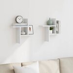 vidaXL Étagères murales 2 Pièces blanc 38x12x38 cm bois d'ingénierie