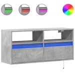 vidaXL Meuble TV mural avec lumières LED gris béton 100x31x45 cm