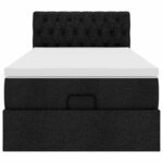 vidaXL Cadre de lit ottoman avec matelas noir 90x190 cm tissu