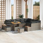vidaXL Ensemble de canapé de jardin avec coussin 12 Pièces Gris