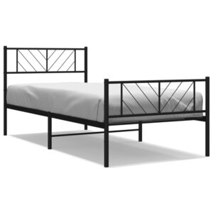 vidaXL Cadre de lit métal sans matelas avec pied de lit noir 107x203cm