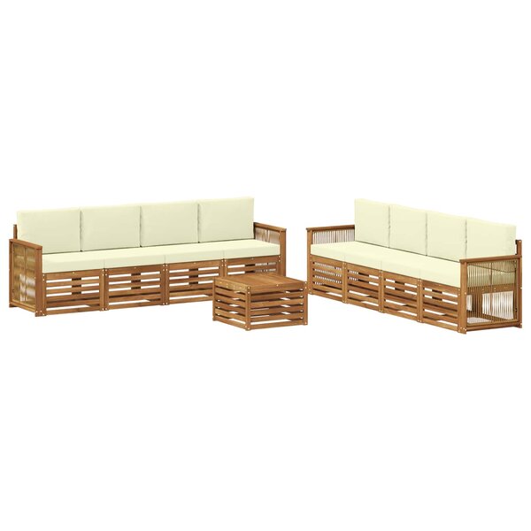 vidaXL Ensemble de canapés d'extérieur 9 pc Naturel et Crème