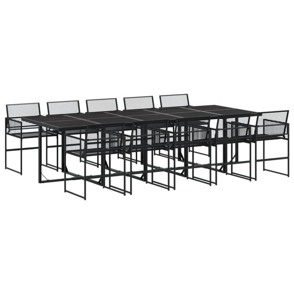vidaXL Ensemble à manger de jardin 11 Pièces noir résine tressée