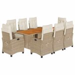 vidaXL Ensemble à manger de jardin et coussins 9 Pièces beige Poly rotin