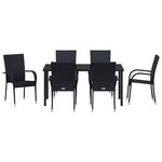 vidaXL Ensemble de salle à manger pour jardin 7 Pièces Noir Poly rotin