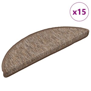 vidaXL Tapis d'escalier 15 pièces 56 x 17 x 3 cm Marron clair Demi-rond