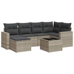 vidaXL Salon de jardin avec coussins 7 Pièces gris clair résine tressée