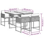 vidaXL Ensemble à manger de jardin coussins 5Pièces Noir Résine tressée