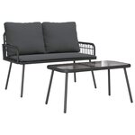 vidaXL Ensemble de salle à manger pour jardin 2 pc Noir polyrotin