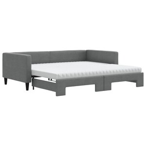 vidaXL Lit de jour avec gigogne et matelas gris foncé 100x200 cm tissu