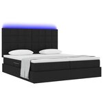 vidaXL Lit de rangement LED avec matelas Noir 200 x 200 cm Tissu