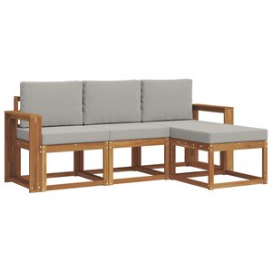 vidaXL Ensemble de canapés d'extérieur 4 pc Gris Naturel et Clair