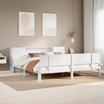 vidaXL Lit bibliothèque sans matelas blanc 200x200 cm bois pin massif