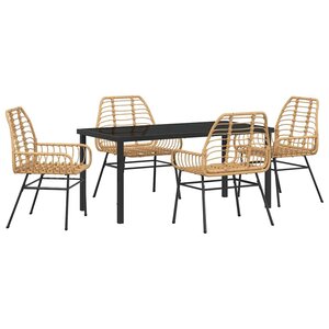 vidaXL Ensemble de salle à manger pour jardin 5 Pièces Marron polyrotin