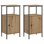 vidaXL Tables de chevet 2 Pièces chêne artisanal bois d'ingénierie