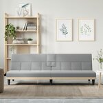 vidaXL Canapé-lit avec porte-gobelets gris clair tissu