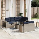 vidaXL Salon de jardin 11 Pièces avec coussins gris résine tressée
