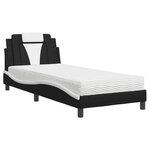 vidaXL Lit avec matelas noir et blanc 90x200 cm similicuir