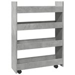 vidaXL Chariot de rangement étroit 4 niveaux gris béton