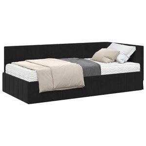 vidaXL Cadre de lit d'angle avec matelas 2 Pièces Noir Velours