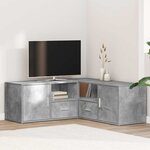vidaXL Armoire d'angle gris béton 200x40x45 cm bois d’ingénierie