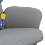vidaXL Fauteuil inclinable de massage et repose-pied gris clair tissu