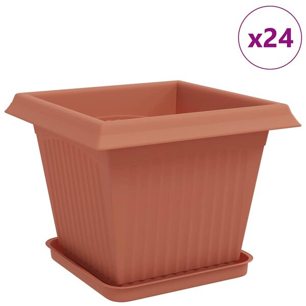 vidaXL Pots de plantes 24 Pièces Rouge brique 33 x 33 x 26 cm Plastique