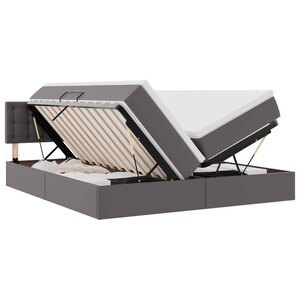 vidaXL Lit avec rangement et LED Gris 180 x 200 cm Cuir synthétique