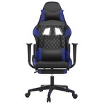 vidaXL Chaise de jeu avec repose-pied Noir et bleu Similicuir
