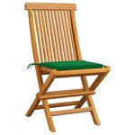 vidaXL Chaises de jardin et coussins vert lot de 6 Bois de teck massif