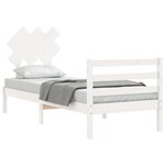 vidaXL Cadre de lit avec tête de lit blanc petit simple bois massif