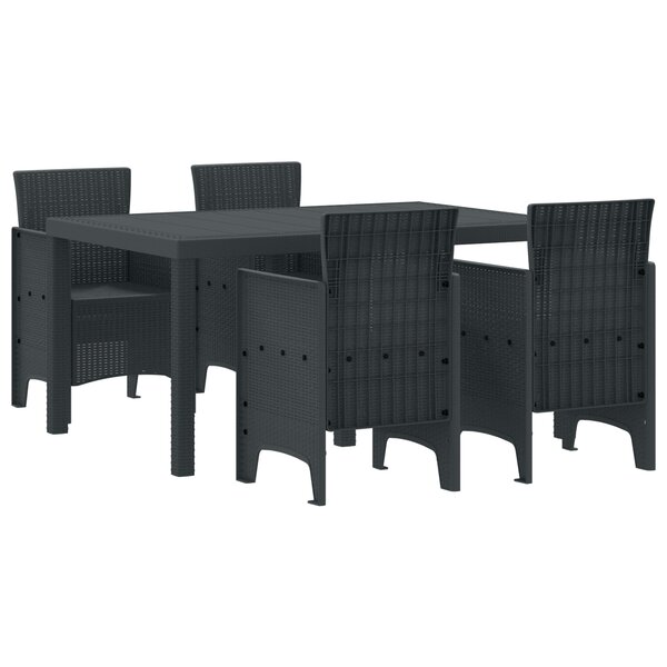 vidaXL Ensemble salle à manger jardin 5 pièces Anthracite Poly Rattan