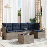 vidaXL Salon de jardin 6 Pièces avec coussins gris résine tressée