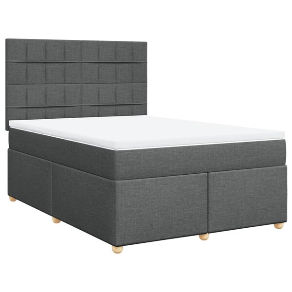 vidaXL Sommier à lattes de lit avec matelas Gris foncé 140x190cm Tissu