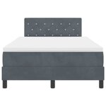 vidaXL Lit à ressorts avec matelas Gris foncé 120 x 190 cm Velours