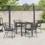 vidaXL Ensemble de salle à manger pour jardin 5 Pièces Noir polyrotin
