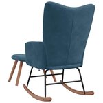 vidaXL Chaise à bascule avec tabouret en velours bleu
