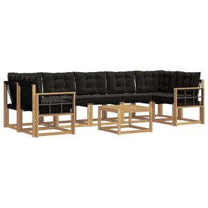 vidaXL Ensemble de canapés d'extérieur 8 Pièces Blanc et noir