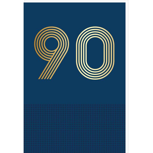 Carte D'anniversaire 90 Ans En Or - Bleu Marine - A Message - Pour Homme Et Femme - 11 5 X 17 Cm - Draeger paris
