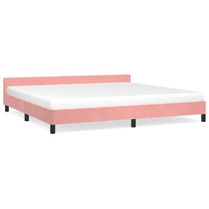 vidaXL Cadre de lit et tête de lit sans matelas rose 200x200cm velours