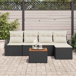 vidaXL Ensemble de canapé de jardin 6 Pièces Noir Poly rotin